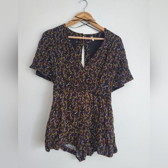 Free people meet Virginia Romper fall leaf print womens size 4 - Picture 2 of 15